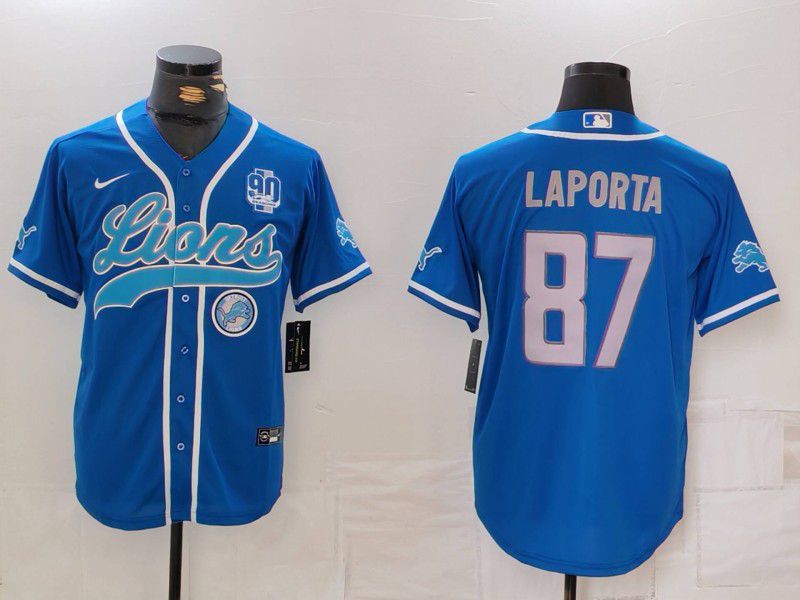 Men Detroit Lions #87 Laporta Blue Second generation joint name 2024 Nike Limited NFL Jersey style 6